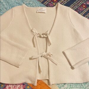 100% cotton Knit Cardigan with Tie Front